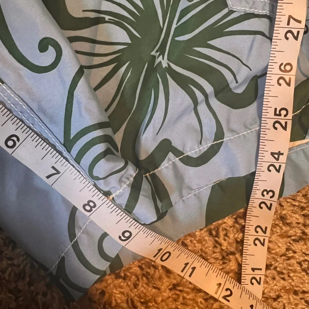 J. Crew Floral Swim Trunks Board Shorts‎ with Pocket Blue Green Mens Size 32